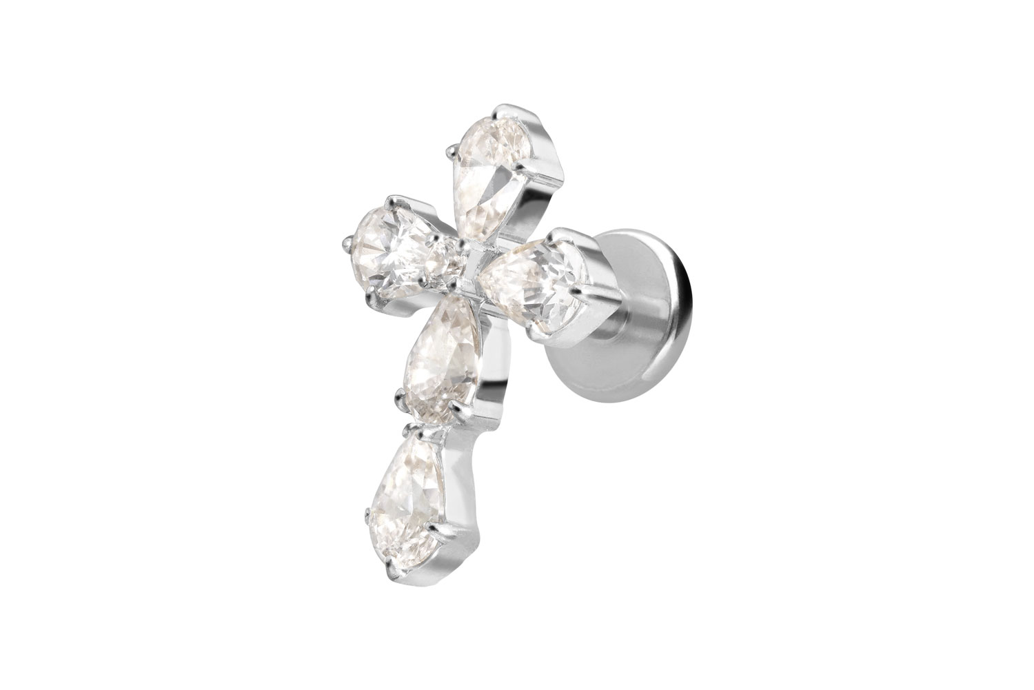 Titan Labret Piercing mit Innengewinde KRISTALLKREUZ